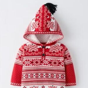 Hanna Andersson sno happy 100% cotton hooded sweater romper 60 3 6 months EUC